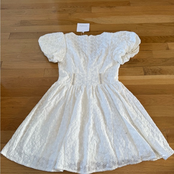 NWT SweetPot The Label White Eyelet Lace Mini Dress Puff Sleeve Bridal Size 2 - Picture 10 of 14